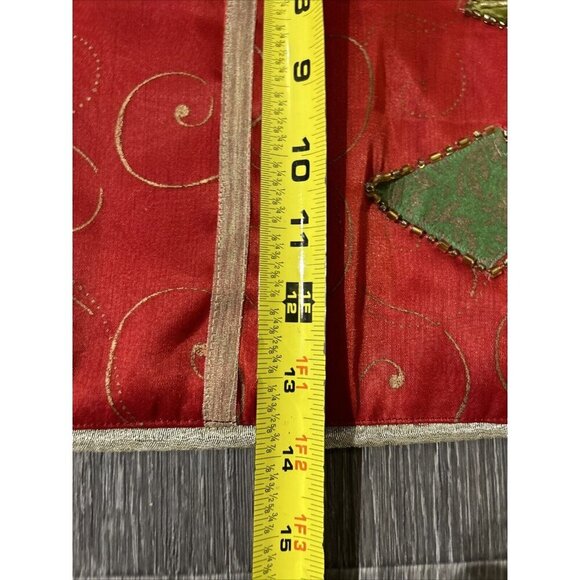 Beaded Christmas Tree Table Runner 70" x 13.75" Red Gold Green Holiday Decor - Picture 5 of 8